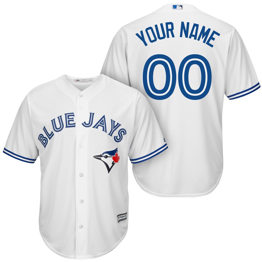 Men Majestic Toronto Blue Jays White Cool Base Custom Jersey->customized soccer jersey->Custom Jersey
